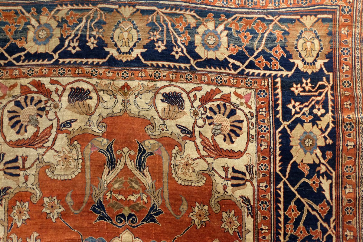 Tapis Heriz Soie Epoque Dynastie Kadjar Vers 1850-photo-5
