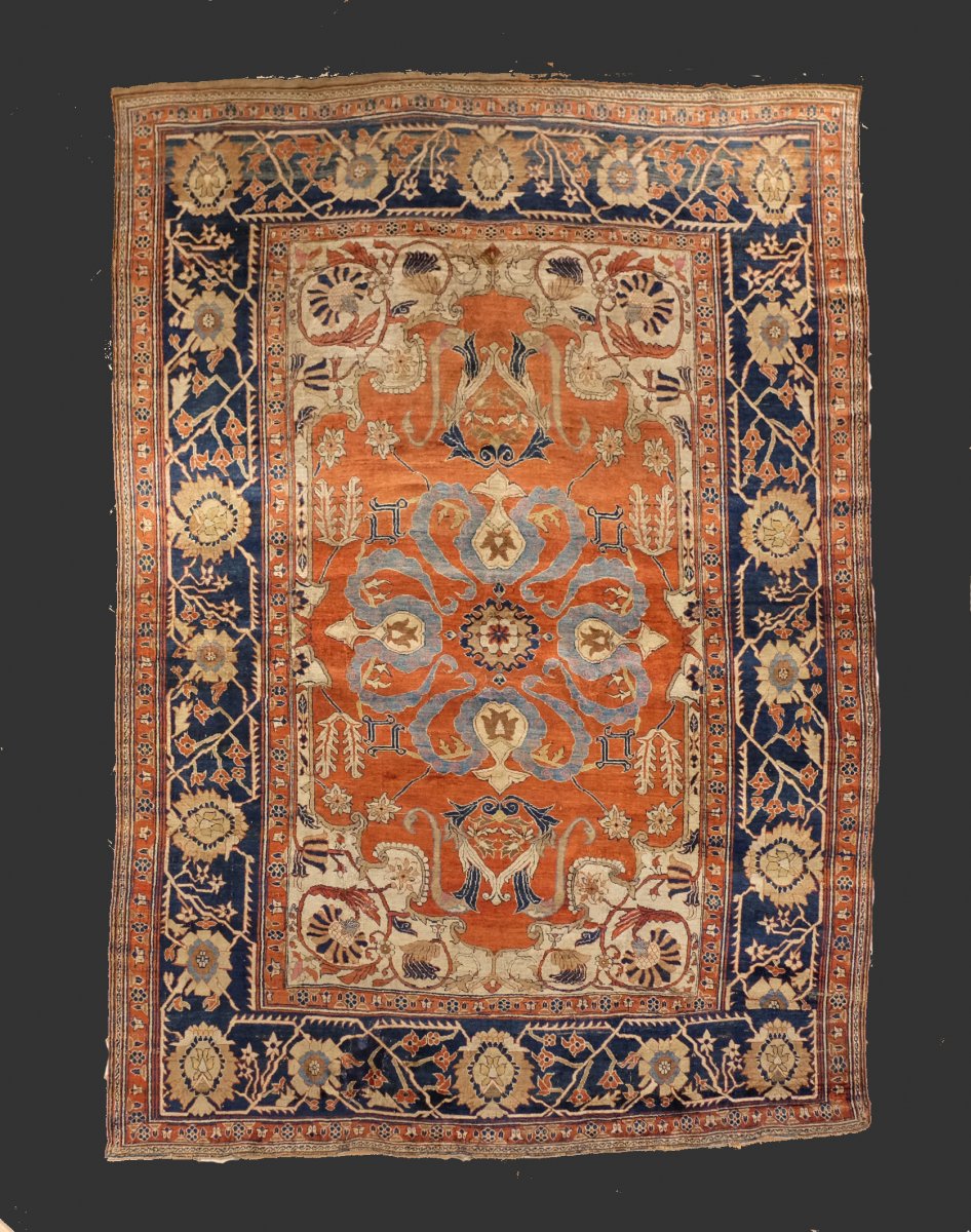 Tapis Heriz Soie Epoque Dynastie Kadjar Vers 1850