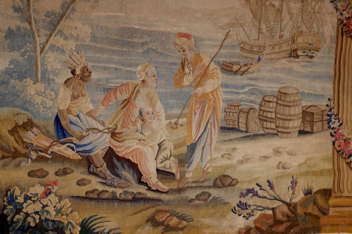 Aubusson Tapestry XVIII Century Marine Scene-photo-1