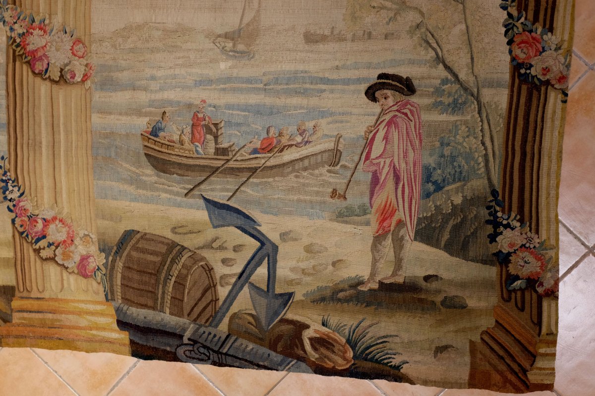 Aubusson Tapestry XVIII Century Marine Scene-photo-2