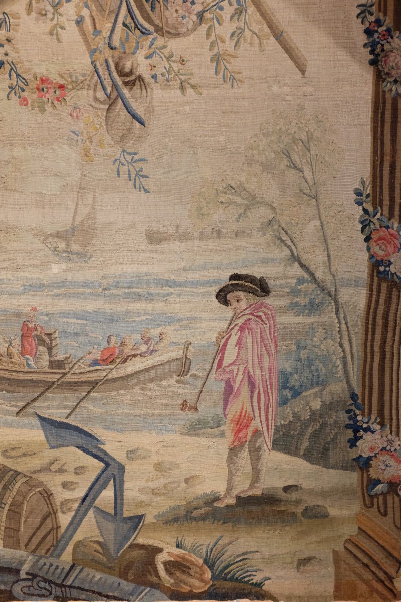 Aubusson Tapestry XVIII Century Marine Scene-photo-6