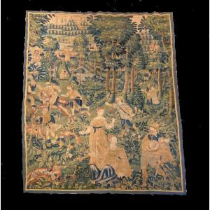 Flanders Tapestry XVI Century Court And Hunting Scene