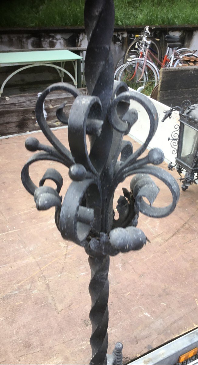 Paire De Lampadaire En Fer Forgé-photo-3