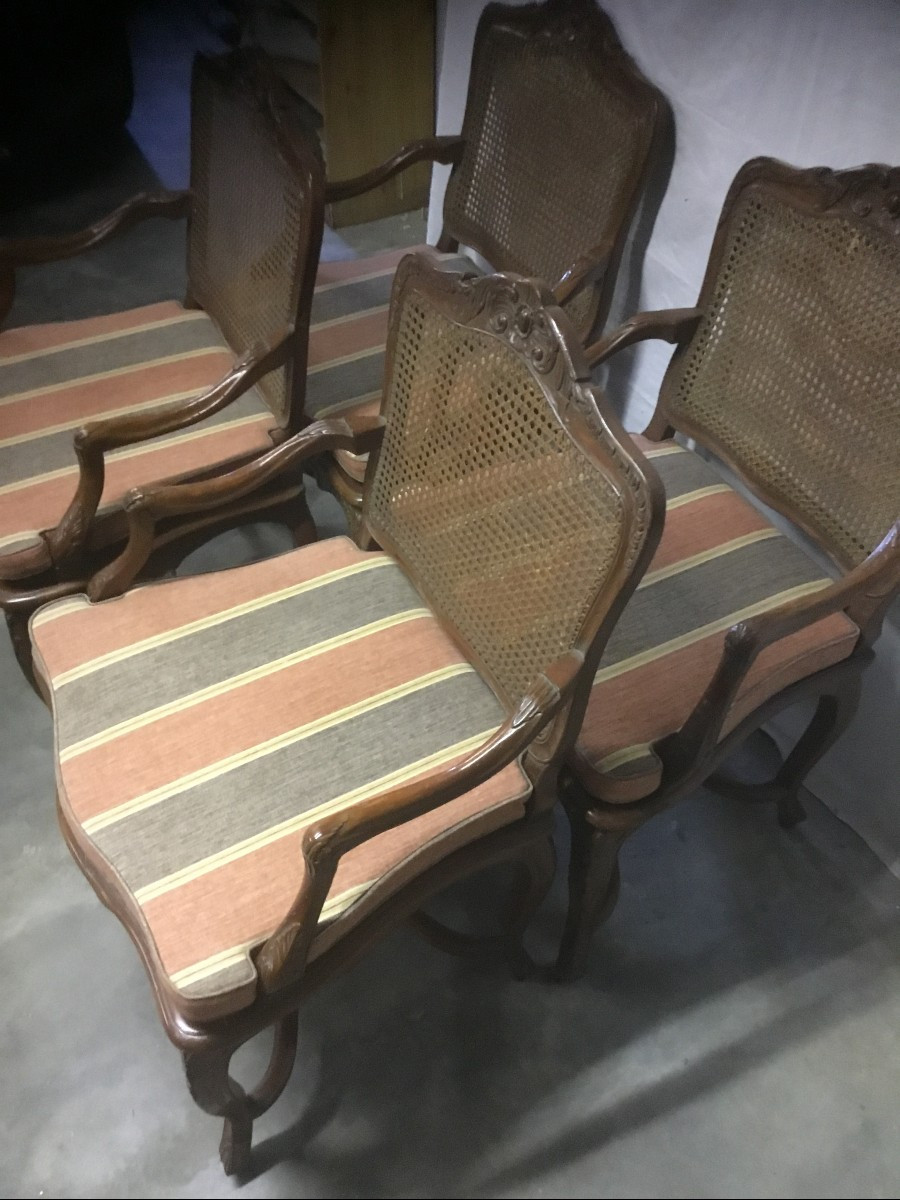 4 Fauteuils Cannés Style Louis XV-photo-8
