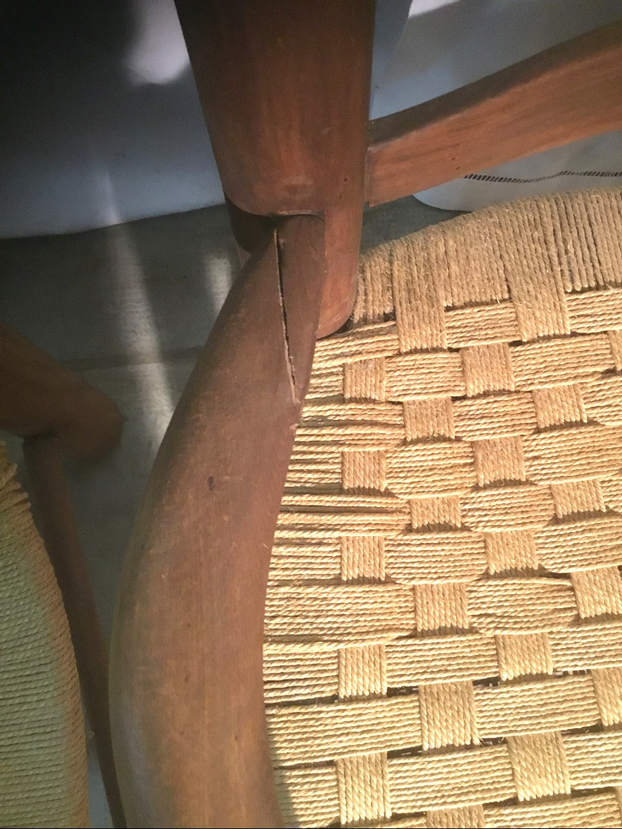 Paire De Fauteuil Brutaliste En Corde-photo-2