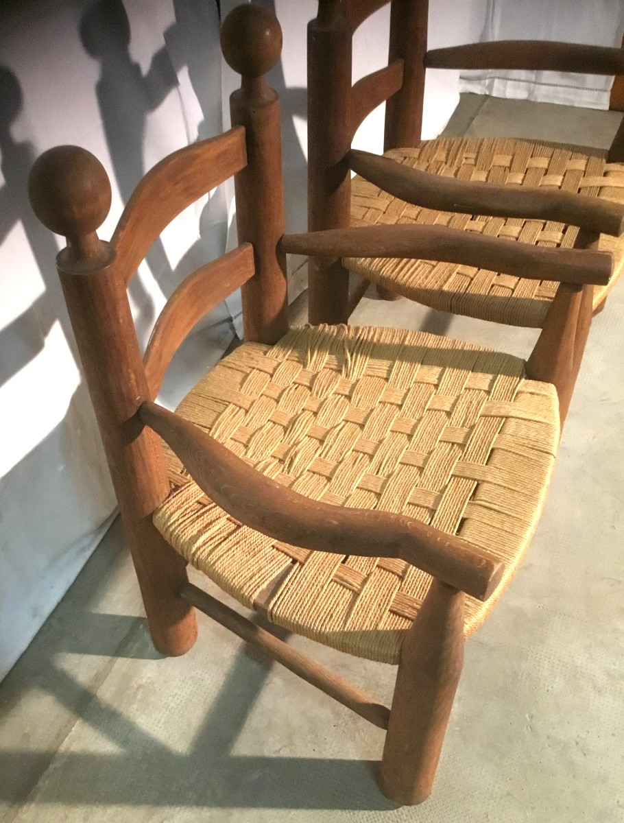 Paire De Fauteuil Brutaliste En Corde-photo-3