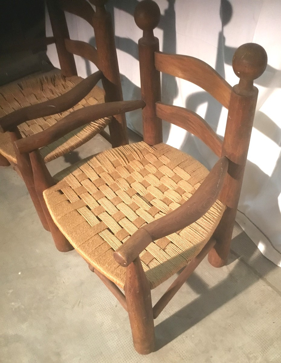 Paire De Fauteuil Brutaliste En Corde-photo-4