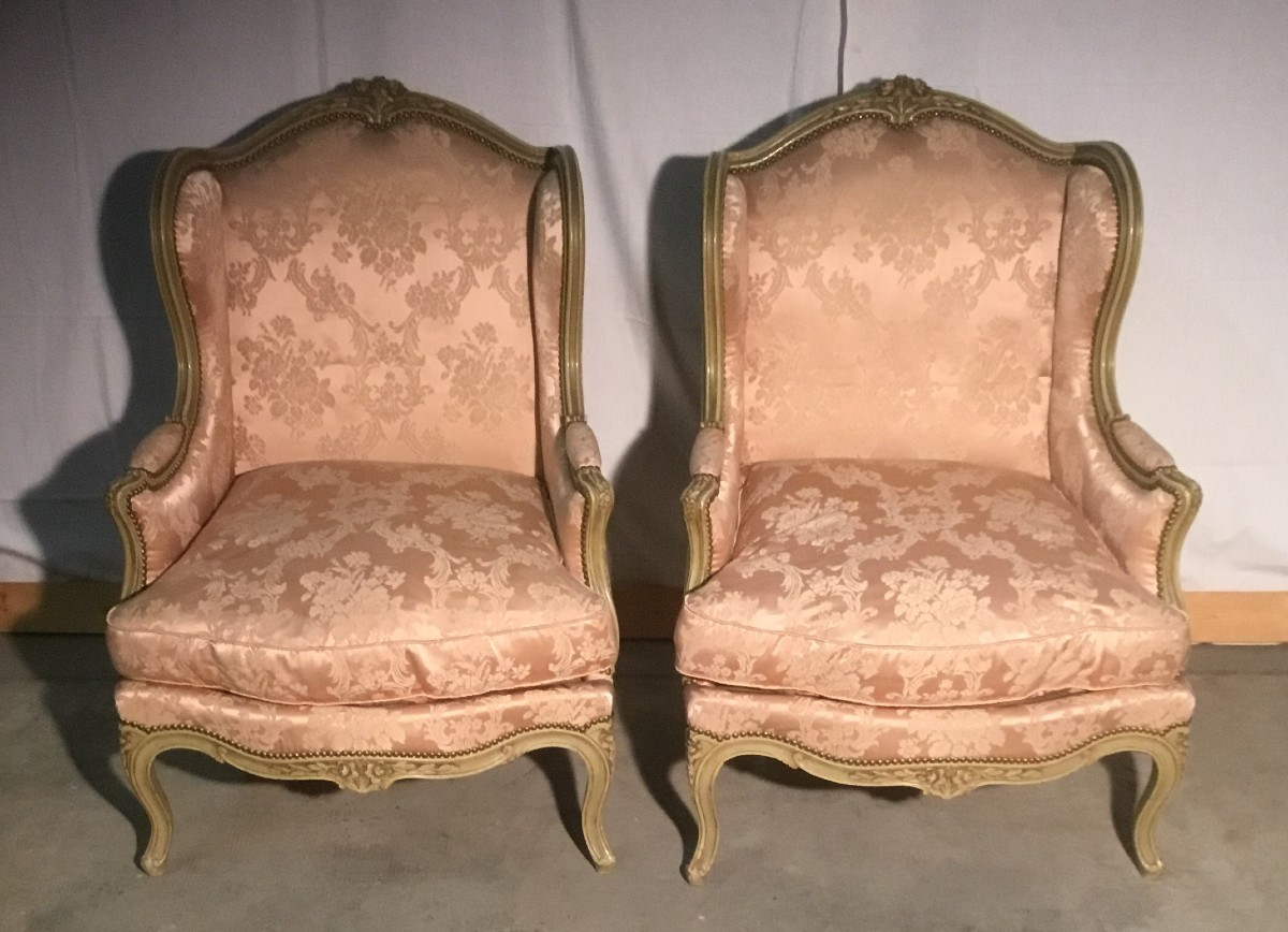 paire de bergères laquées