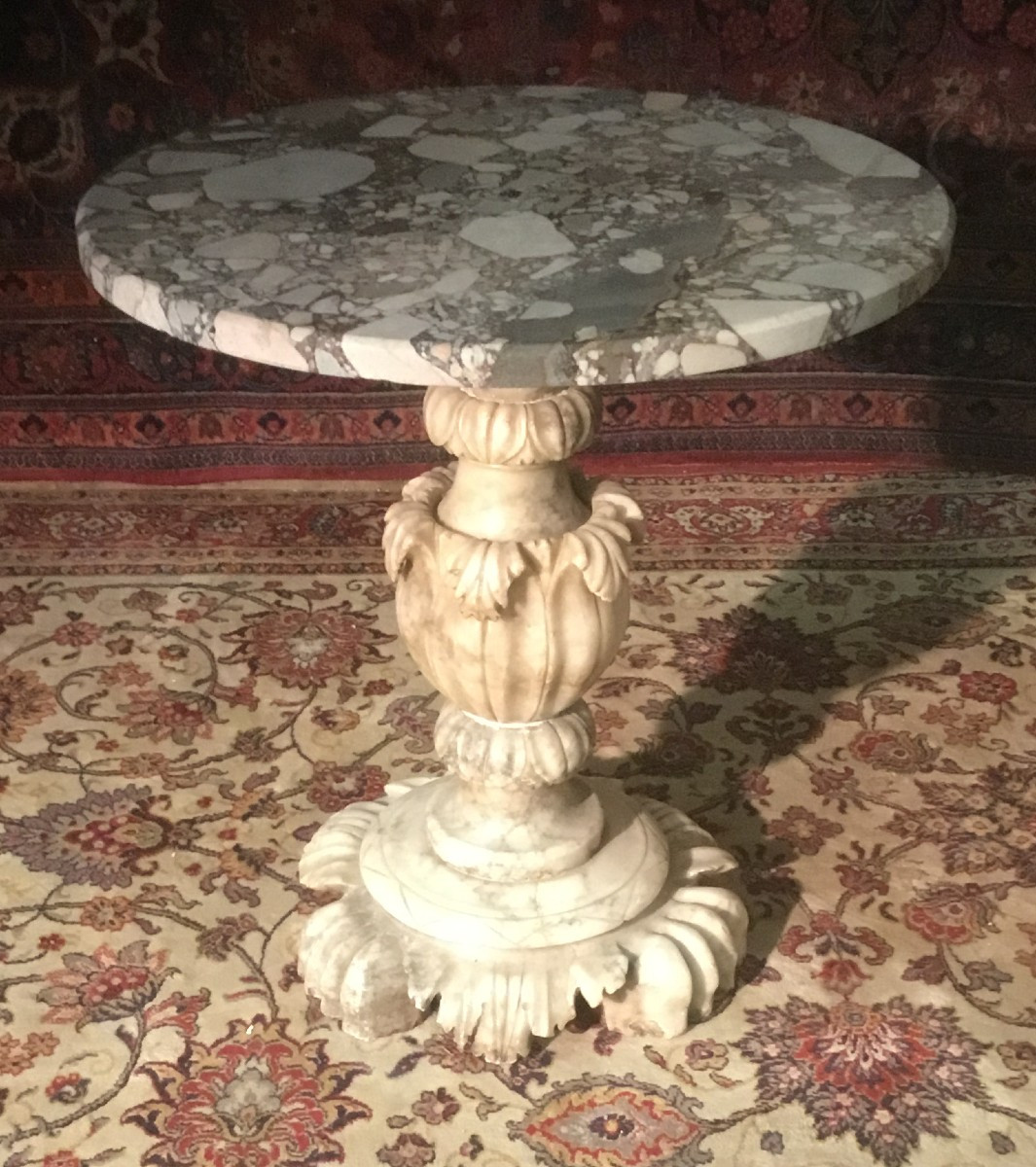 Alabaster Pedestal Table