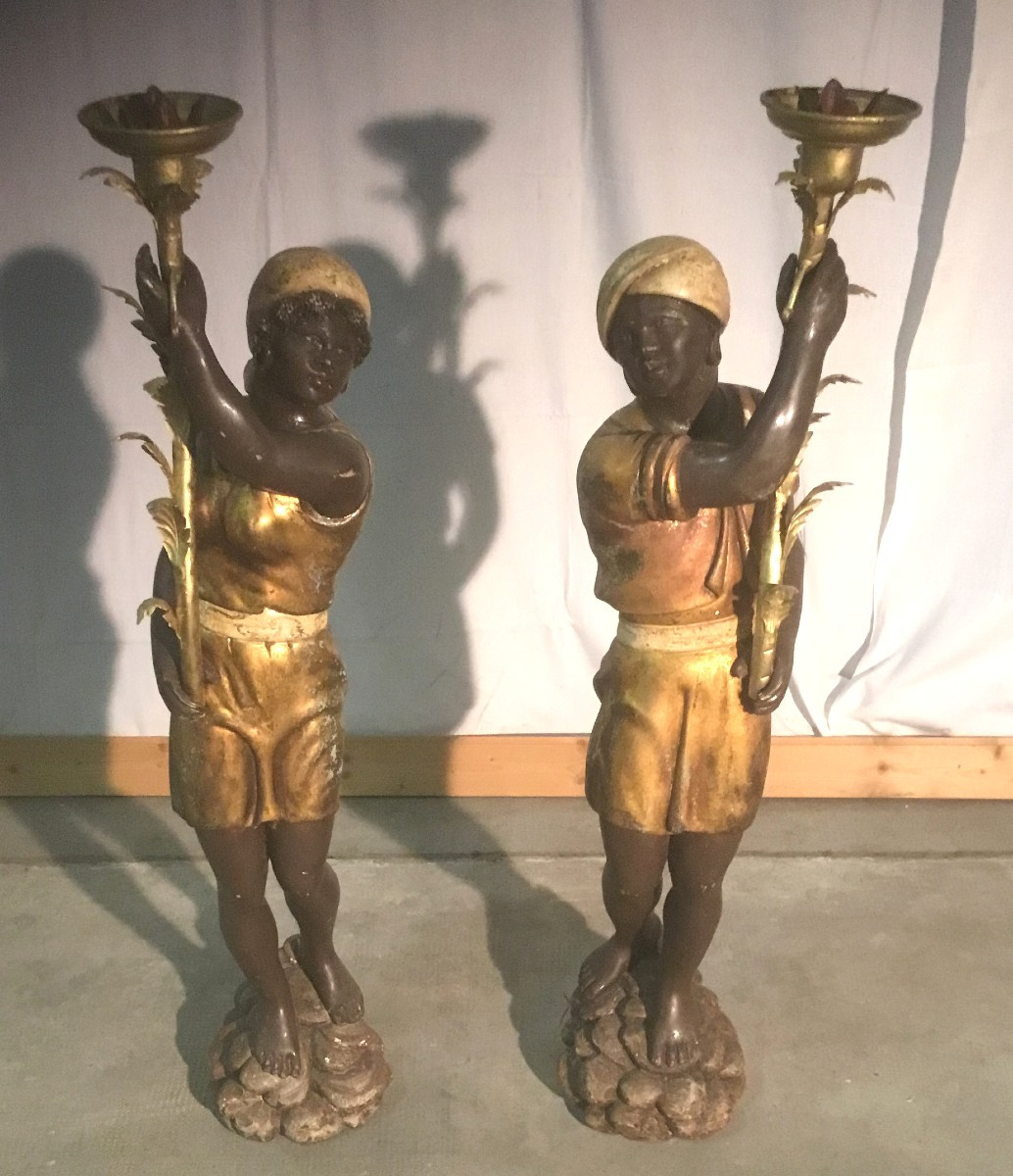 paire de maures porte torchères