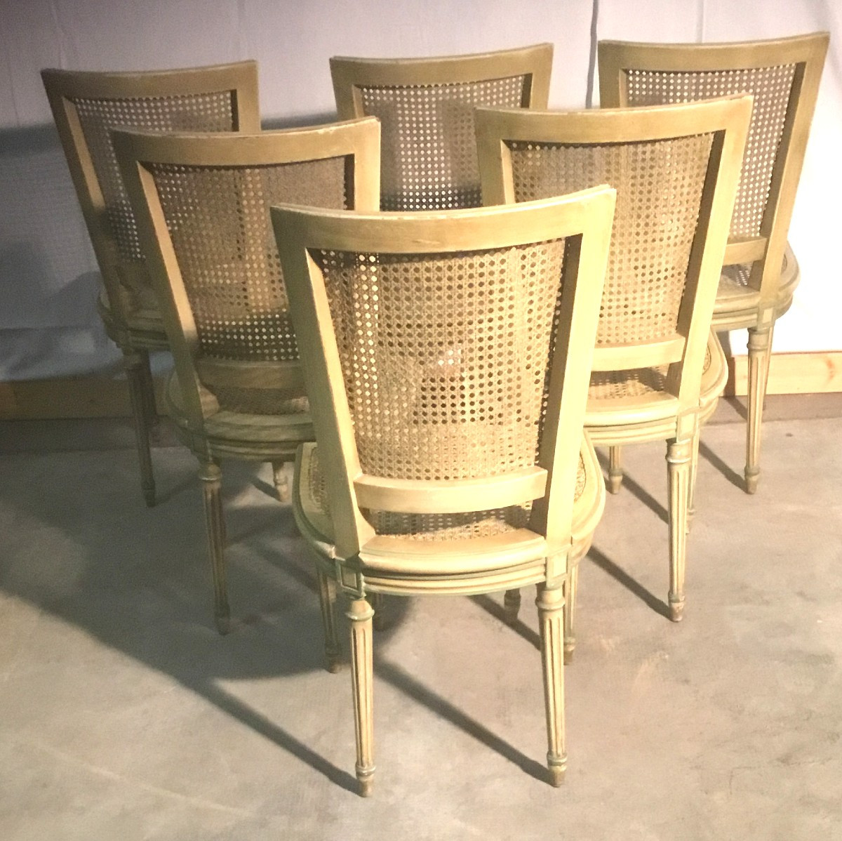 6 Lacquered And Caned Chairs-photo-4