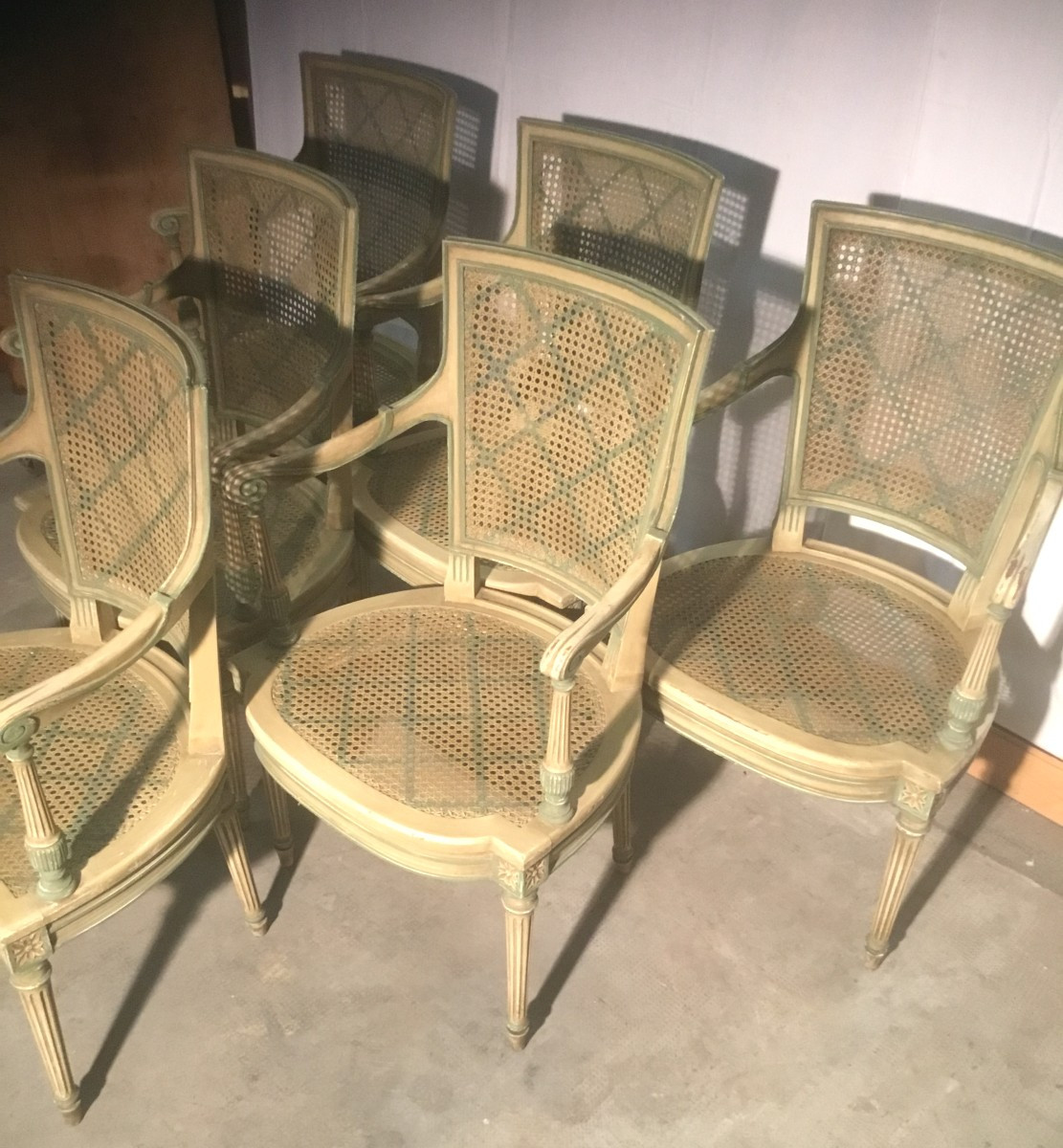 6 Lacquered And Caned Armchairs-photo-4
