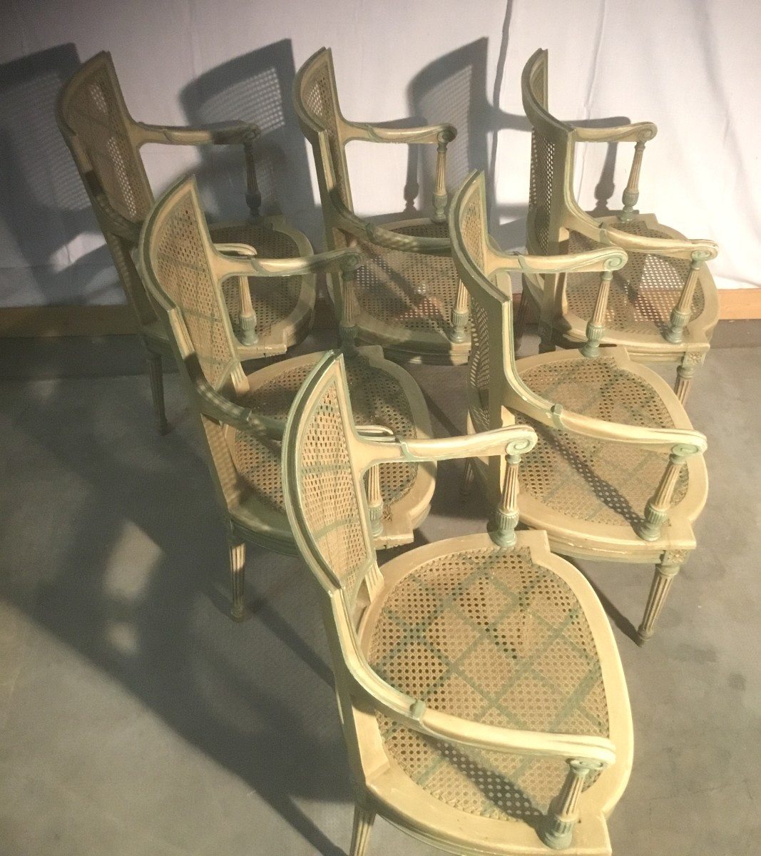 6 Lacquered And Caned Armchairs-photo-4