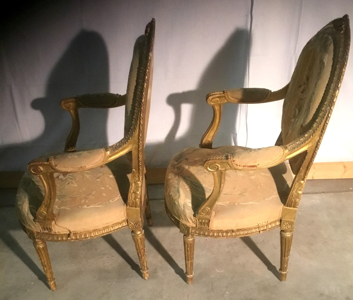Pair Of Gilded Wooden Armchairs-photo-2