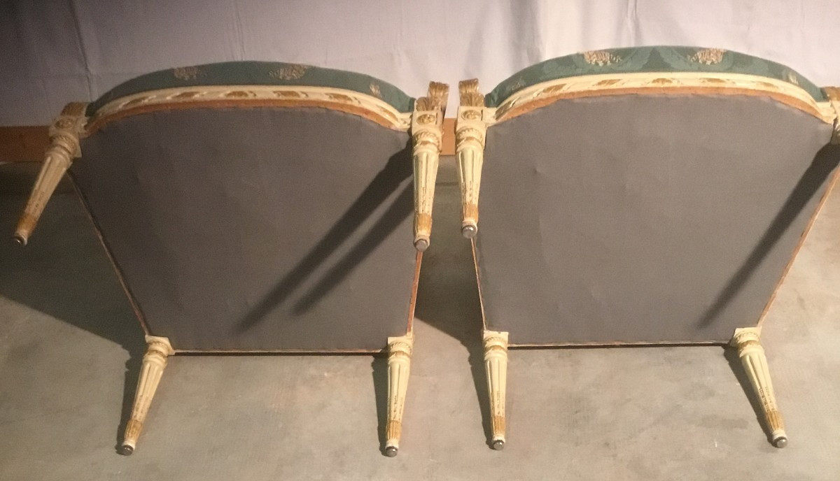 Pair Of Gold Lacquered Armchairs-photo-5