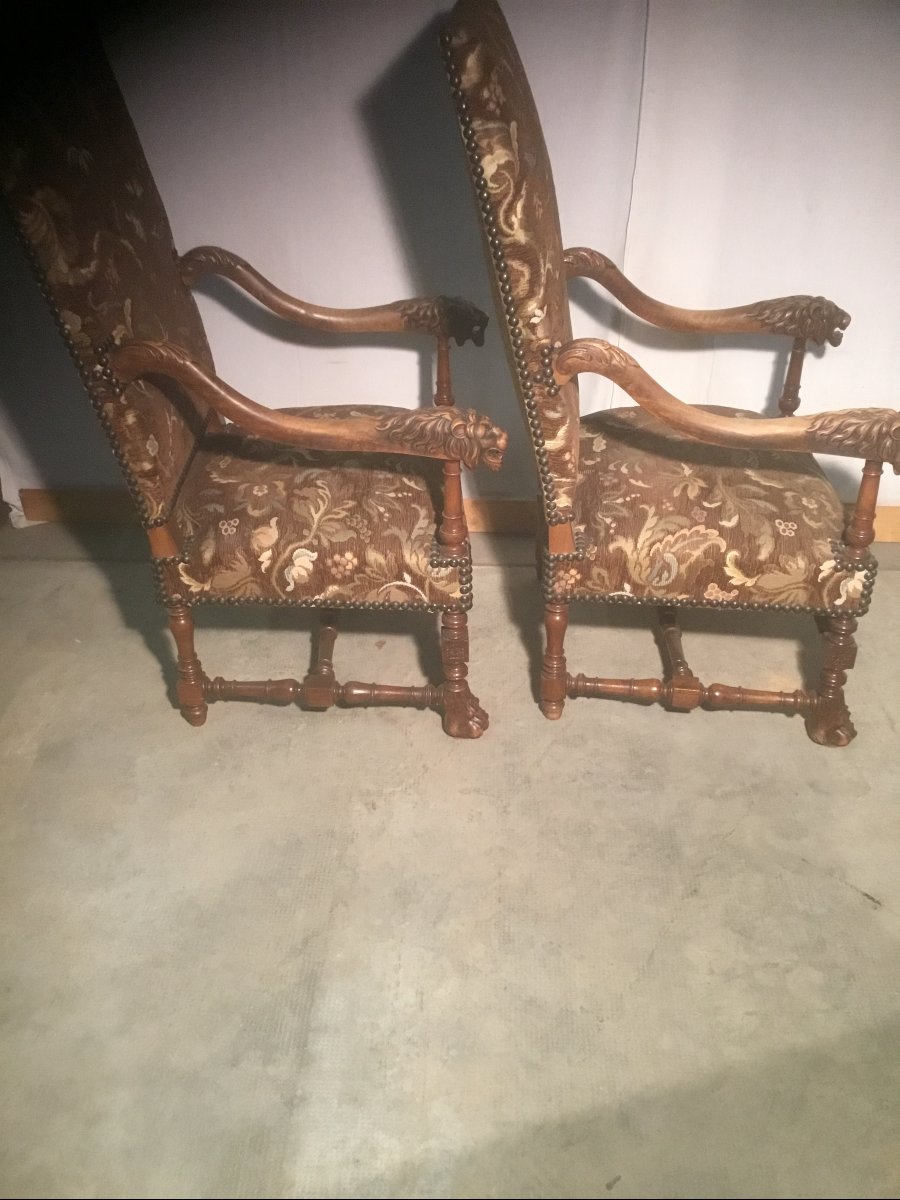 Pair Of Lion-head Armchairs-photo-4