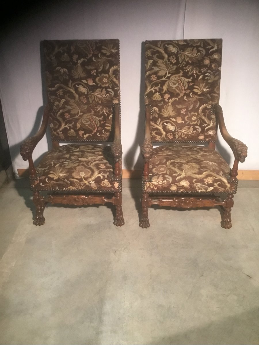 Pair Of Lion-head Armchairs