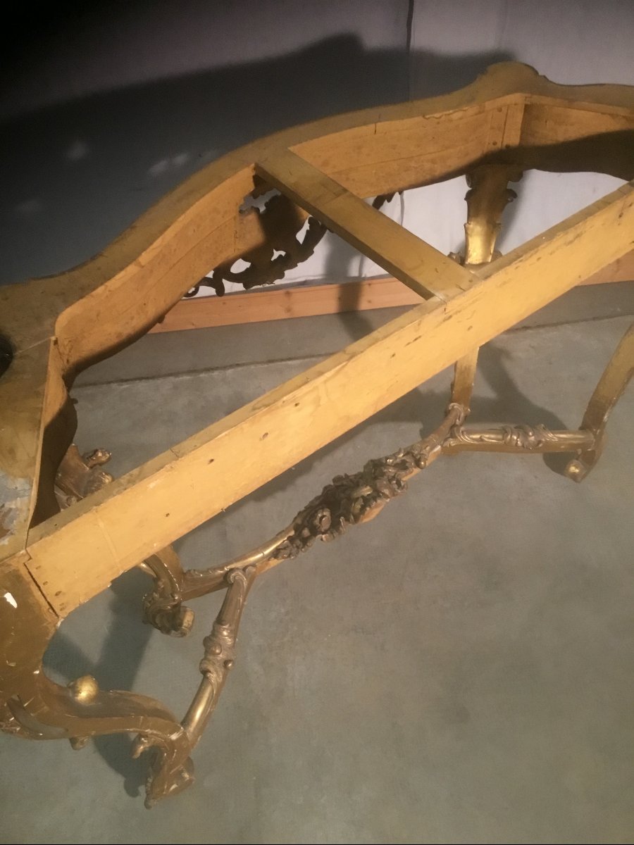 Napoleon III-style Gilded Wooden Console Table-photo-3