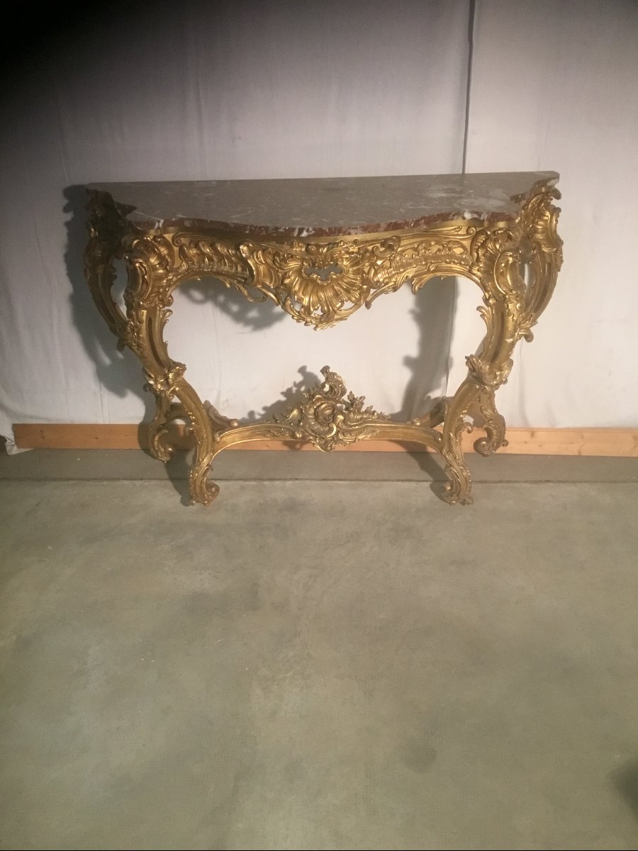 Napoleon III-style Gilded Wooden Console Table