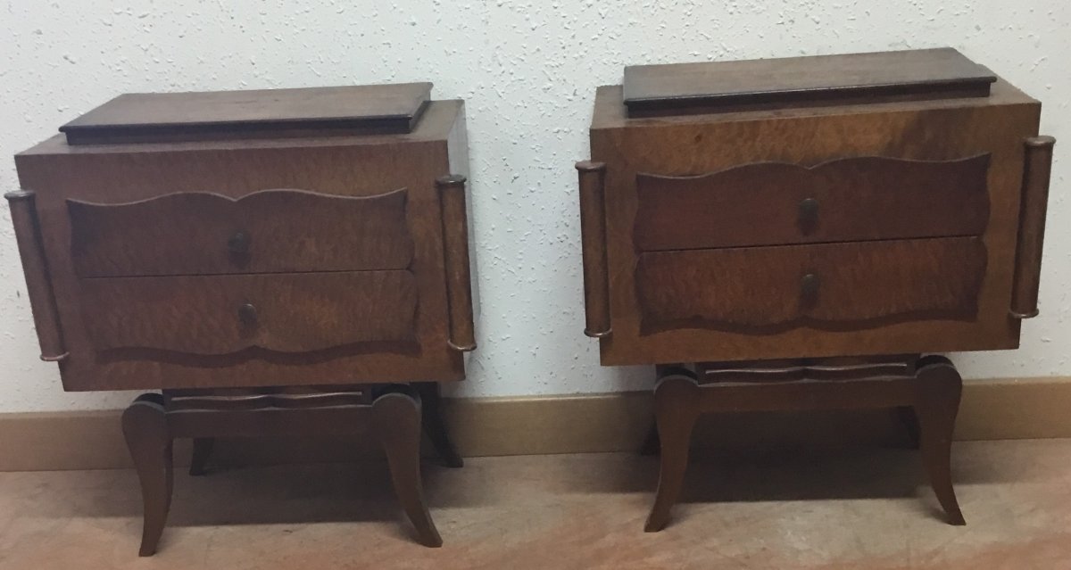 Pair Of Art Deco Bedside Tables