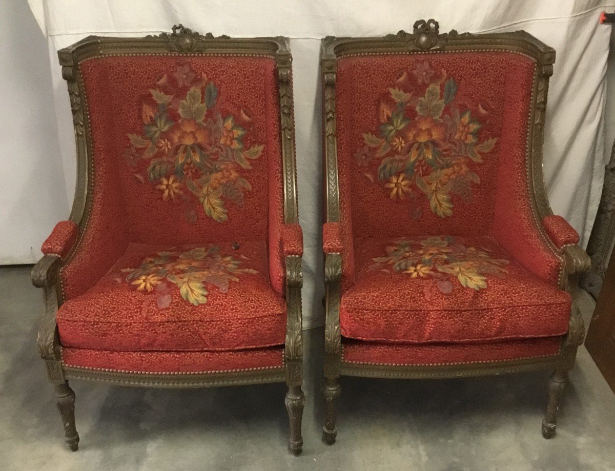 Pair Of Lacquered Bergère