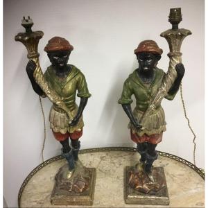Pair Of Nubian Lamps