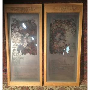Pair Of Etched Windows