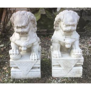 Pair Of Marble Foo Dogs