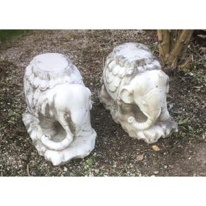 Pair Of Marble Elephants