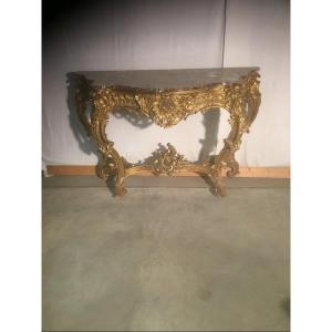 Napoleon III-style Gilded Wooden Console Table