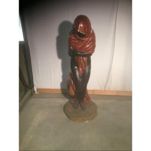 grande sculpture en plâtre polychrome