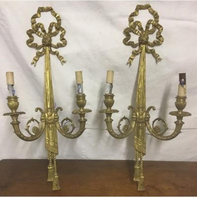 Pair Of Bronze Wall Lights