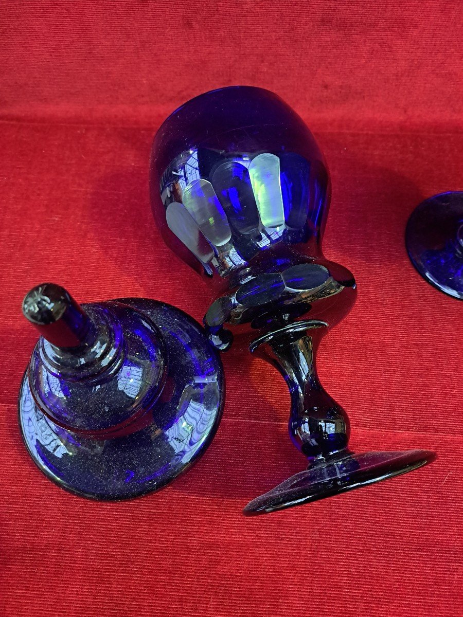 Two Blue Glass Jars-photo-3