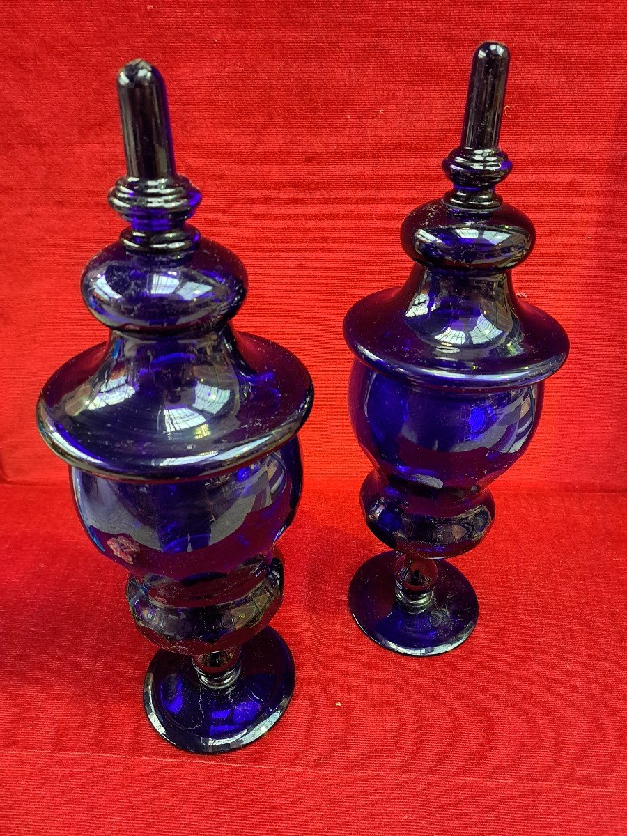 Two Blue Glass Jars-photo-4