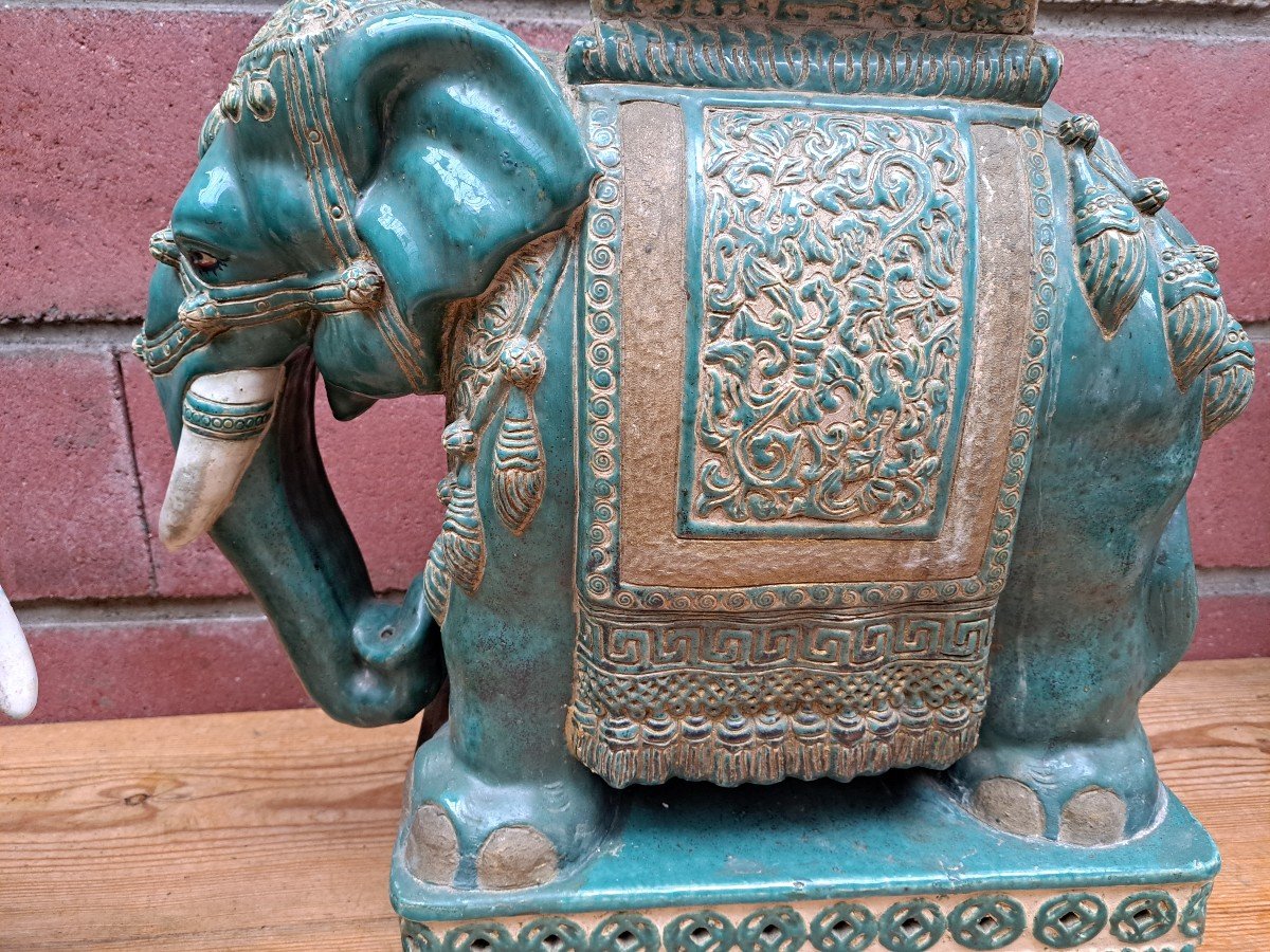 Paire D éléphants En Céramique-photo-4