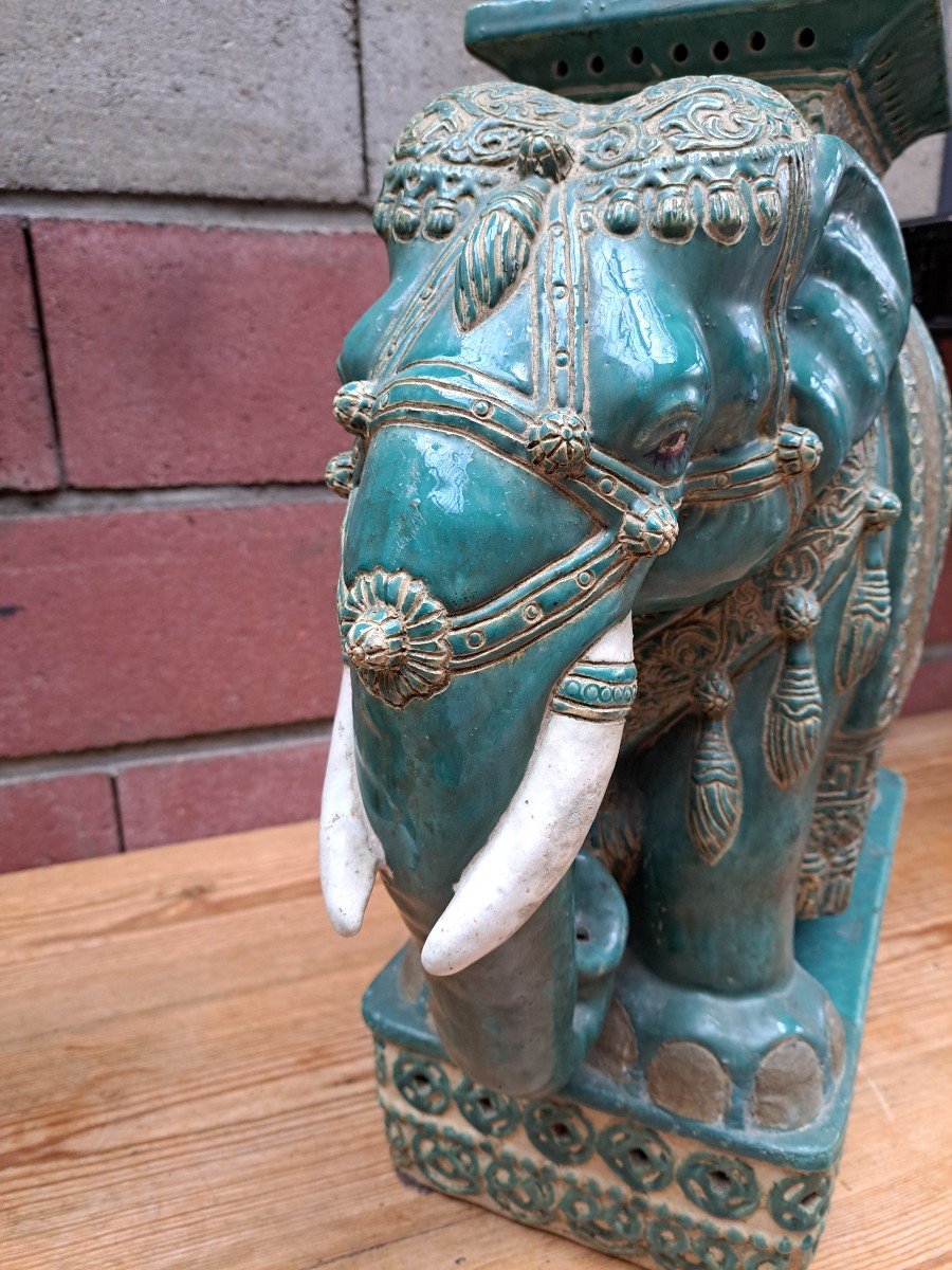Paire D éléphants En Céramique-photo-2