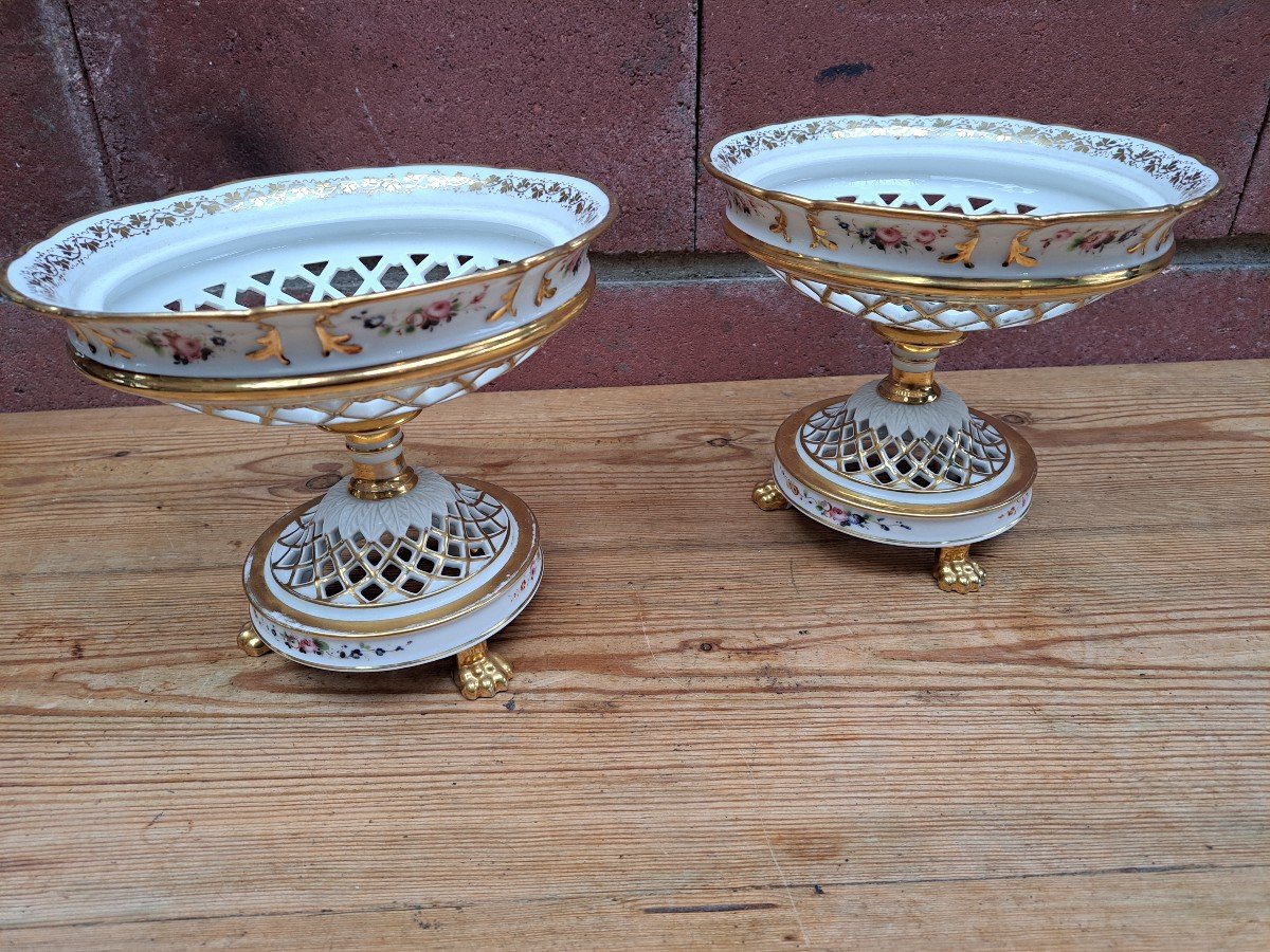 Paire De Coupe En Porcelaine De Paris-photo-4