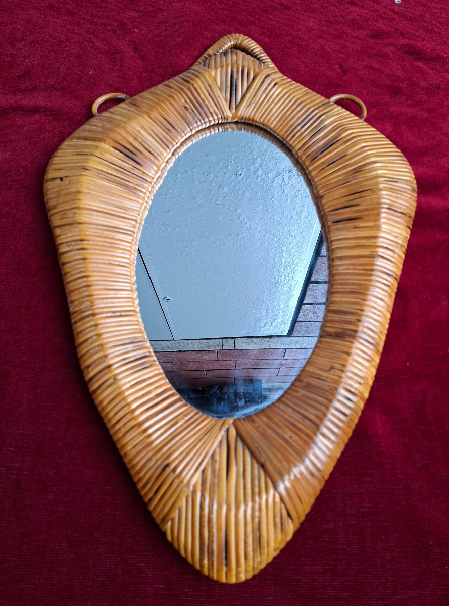 1950s Rattan Mirror-photo-2
