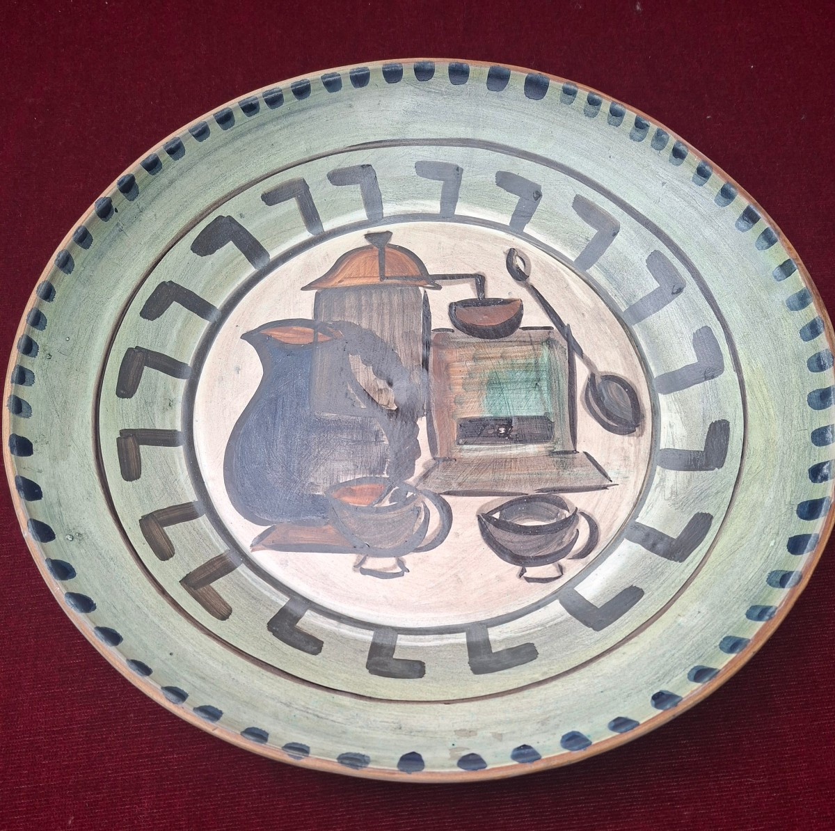 Large Vallauris Platter Signed Le Belier-photo-2