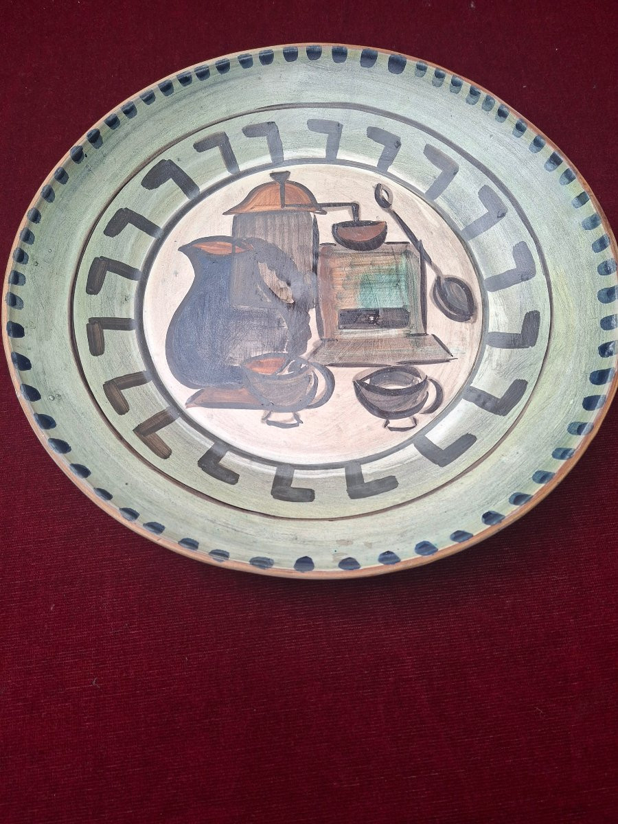 Large Vallauris Platter Signed Le Belier-photo-2