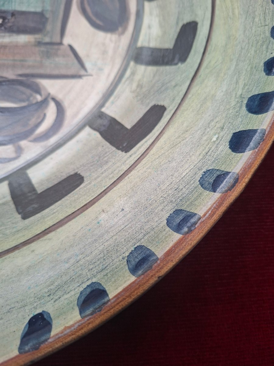 Large Vallauris Platter Signed Le Belier-photo-5