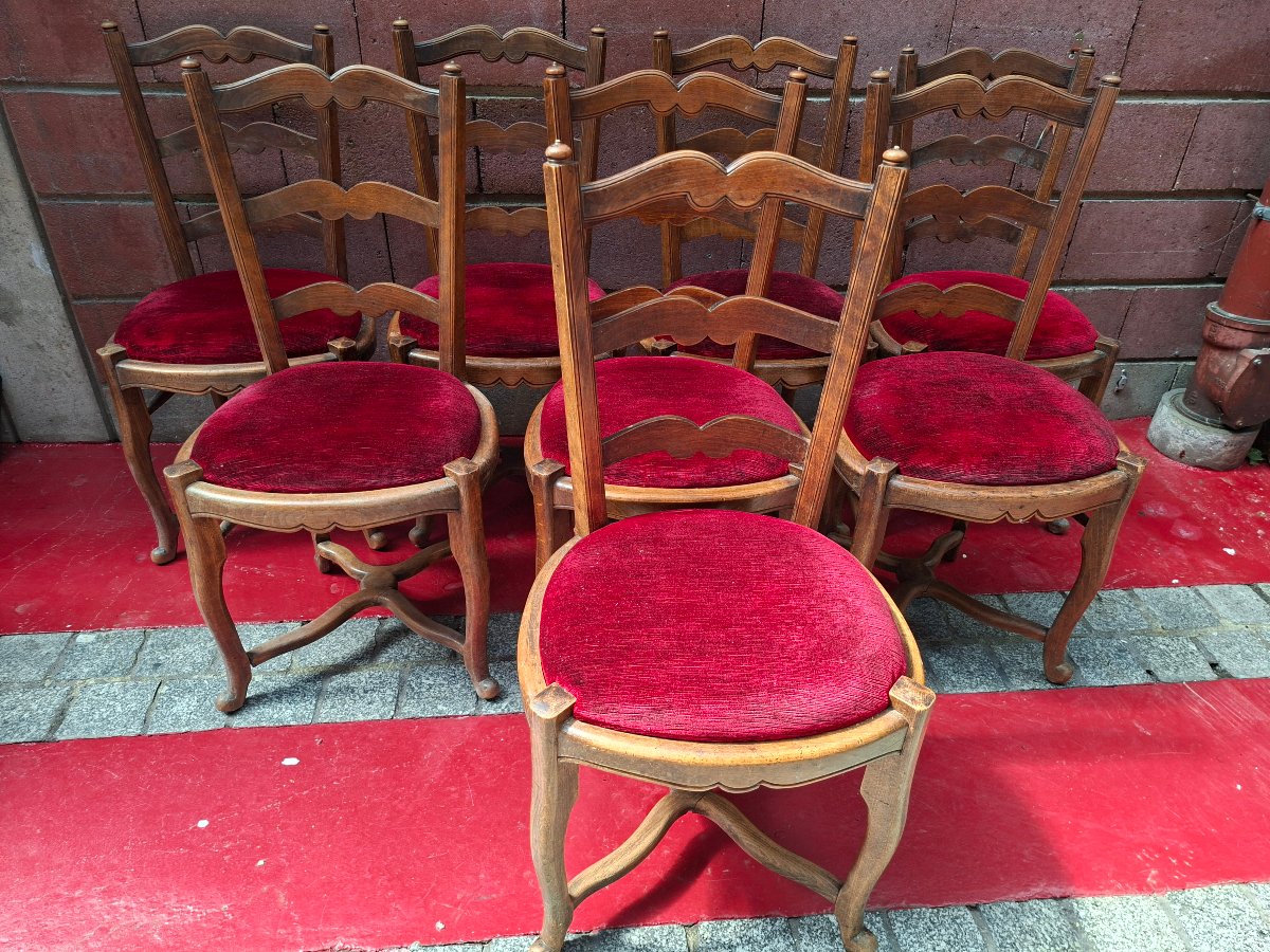 Set Of Eight Rustic Chairs-photo-4