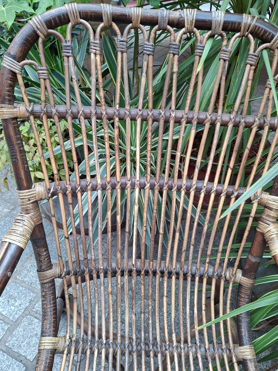 Paire de fauteuils en rotin années  50-photo-4