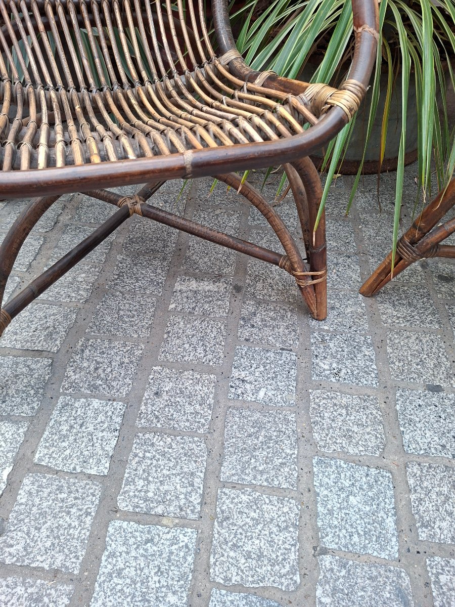 Paire de fauteuils en rotin années  50-photo-2
