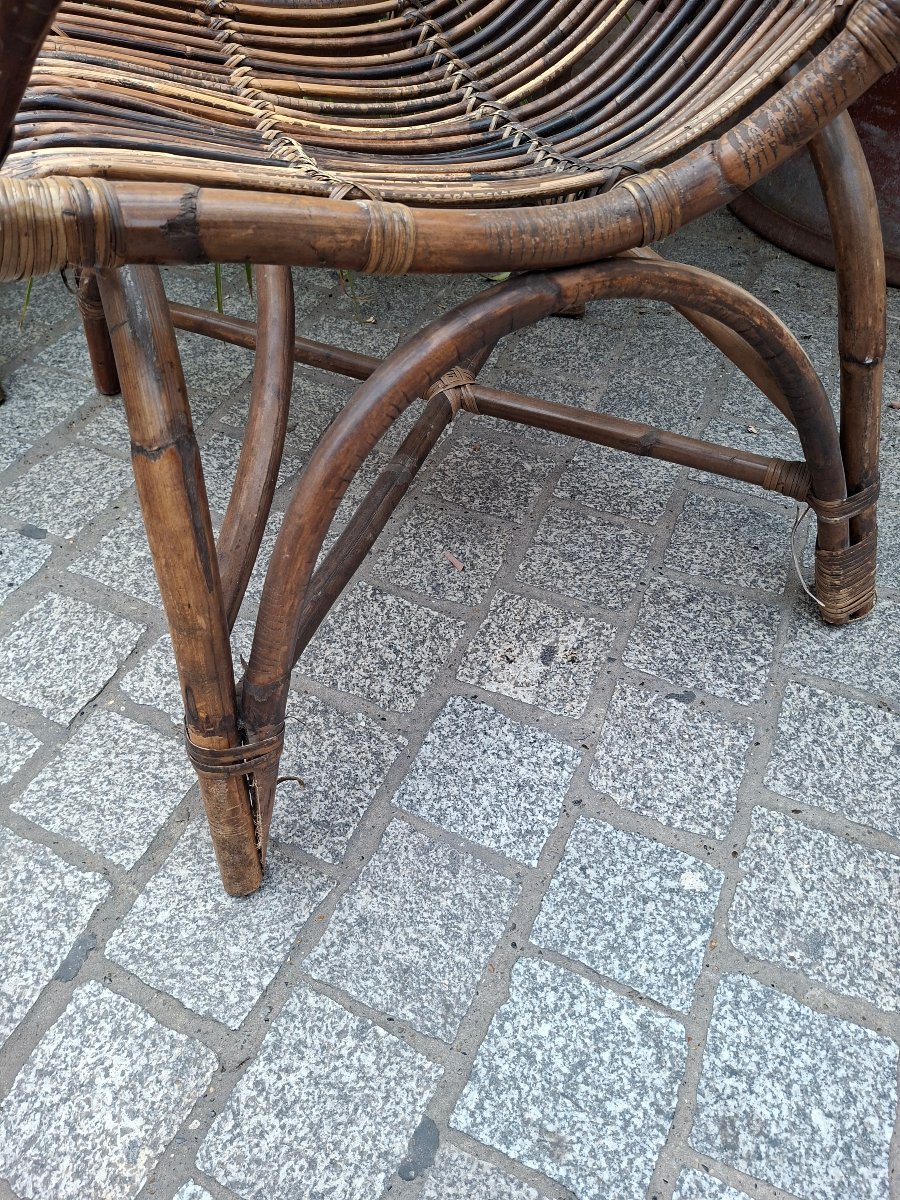 Paire de fauteuils en rotin années  50-photo-3