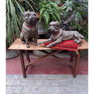 Two Superb Terracotta Dogs 