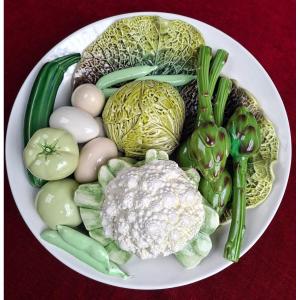 Large Trompe-l'oeil Dish With Vegetables