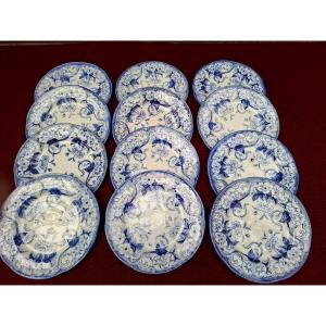 12 assiettes à dessert service Flora