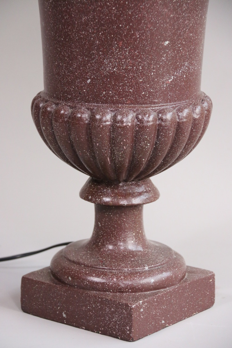 Vasque Médicis en faux porphyre, montée en lampe-photo-3