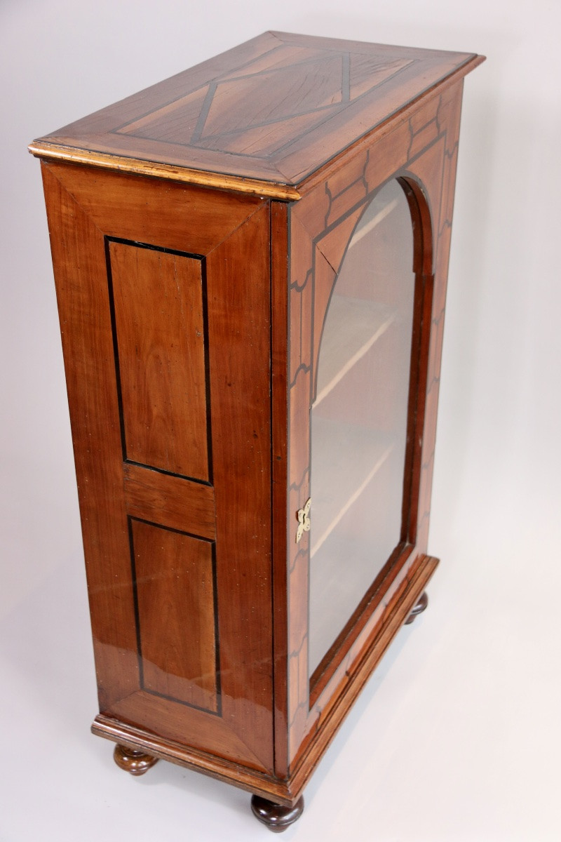 Small Glass-fronted Bookcase At Waist Height-photo-2